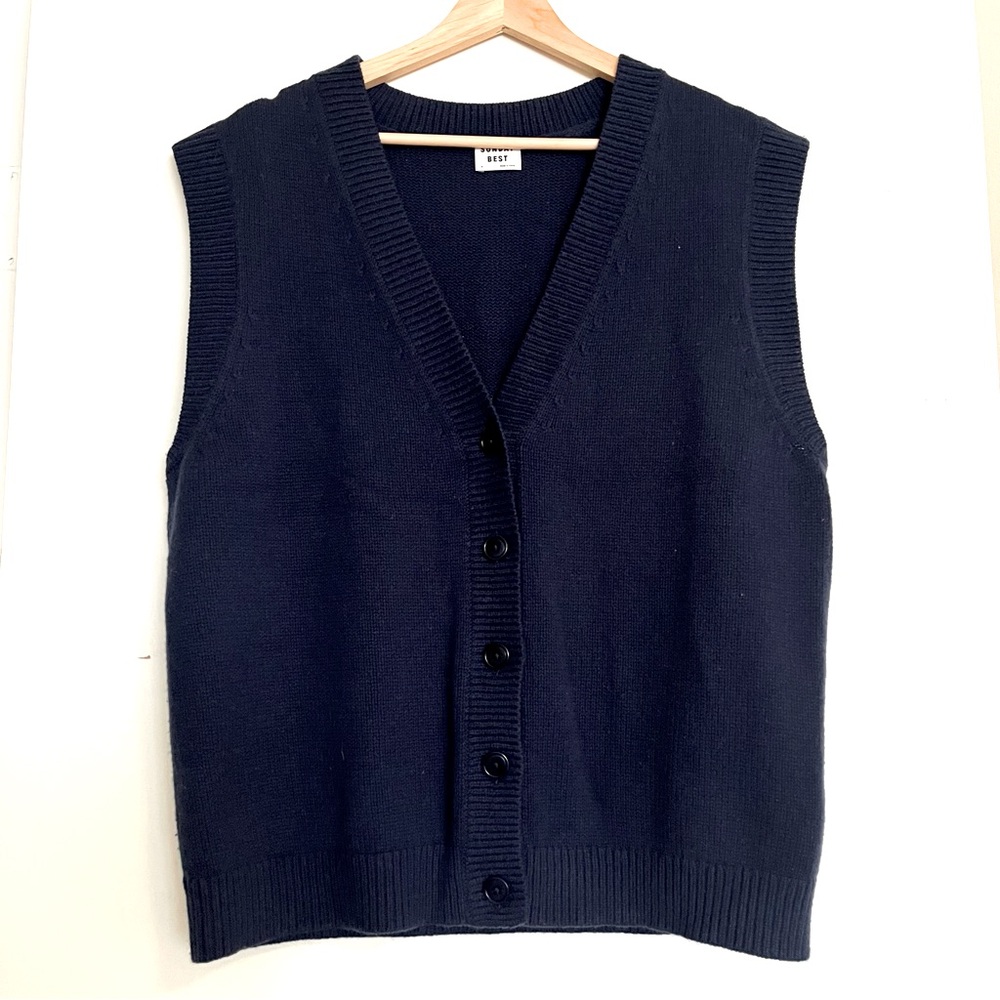 Sunday Best Navy Blue Wool Blend Vest
